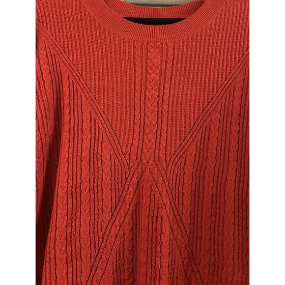 Lane Bryant Woman’s Pullover Sweater Sz 26/28 Red Orange Cable Knit Cotton - Picture 3 of 7